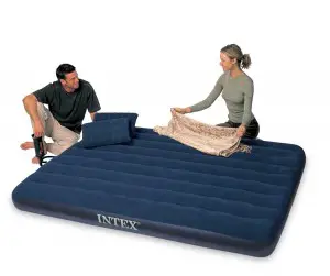 Intex Classic Downy Queen Camp Bed with 2 Pillows and Double Quick Hand Pump
